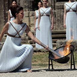 Flamme olympique à Athènes