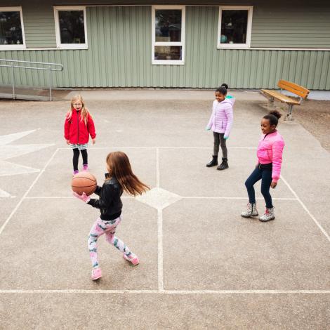 Petites filles jouant au basket